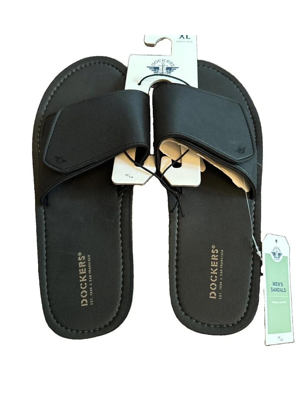 New Black Dockers Adjustable Slides Sandals Flip Flops Men’s XL 11 to 12